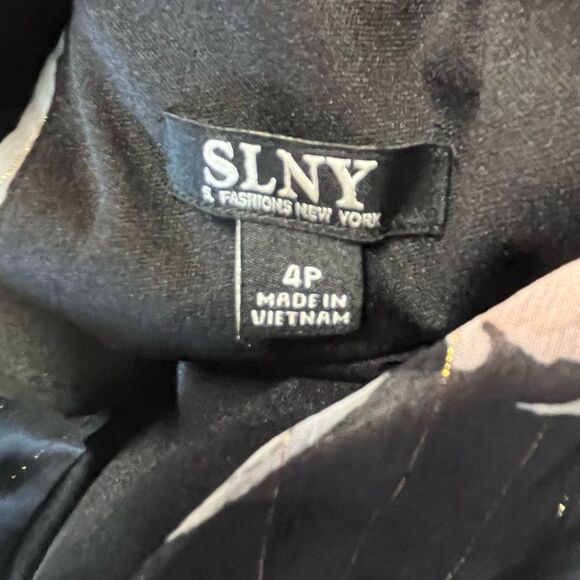 NWT SLNY | Black Pink Shimmer Petite Floral Print Halter Dress 4P - Picture 10 of 13